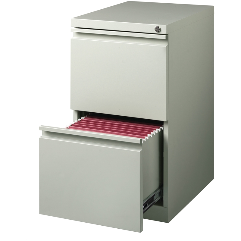Bowery Hill 2-Drawer Stainless Steel Mobile Pedestal Filing Cabinet - Light Gray