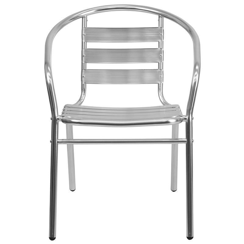 Bowery Hill Contemporary Aluminum Slat Back Dining Chair in Silver