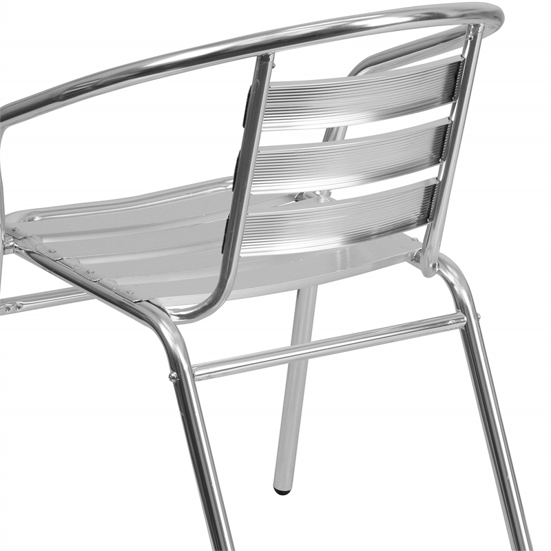 Bowery Hill Contemporary Aluminum Slat Back Dining Chair in Silver
