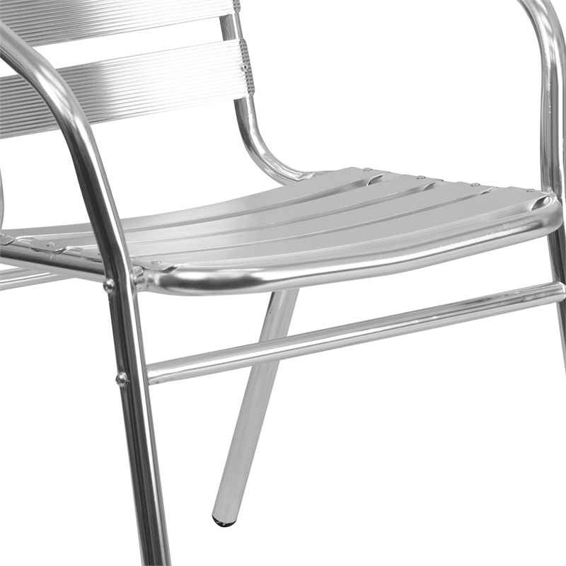 Bowery Hill Contemporary Aluminum Slat Back Dining Chair in Silver