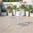 Bowery Hill Contemporary Aluminum Slat Back Dining Chair in Silver