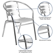 Bowery Hill Contemporary Aluminum Slat Back Dining Chair in Silver