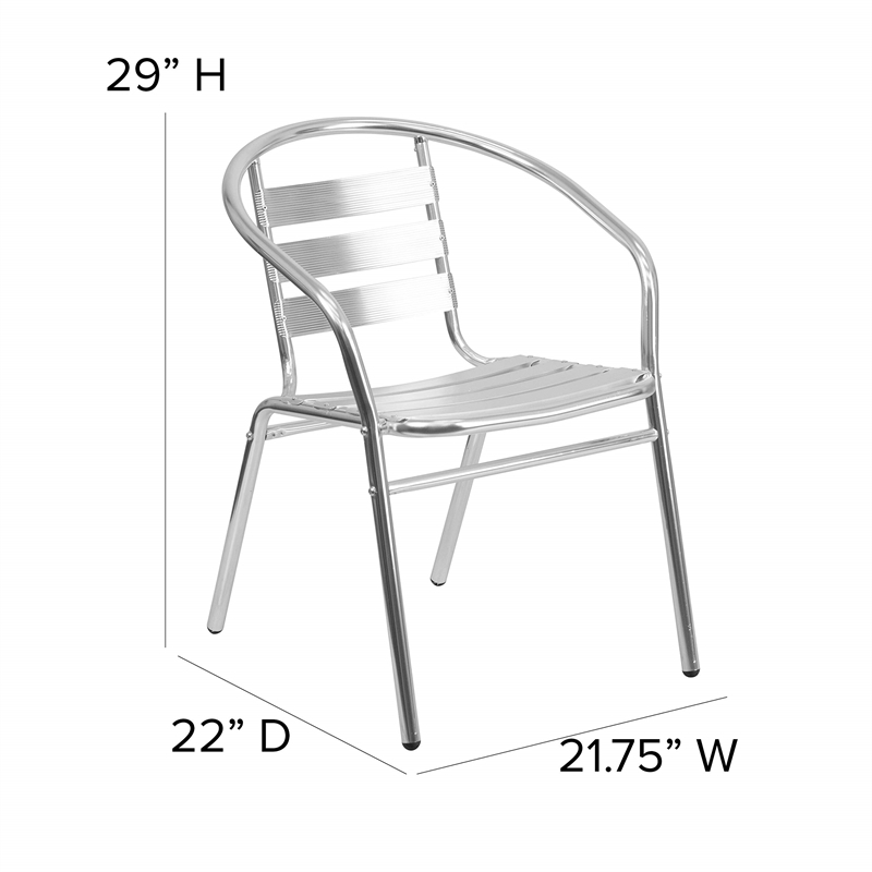Bowery Hill Contemporary Aluminum Slat Back Dining Chair in Silver