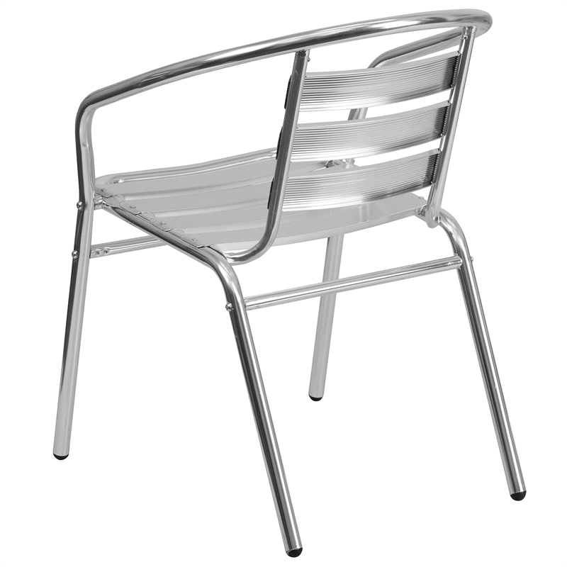 Bowery Hill Contemporary Aluminum Slat Back Dining Chair in Silver