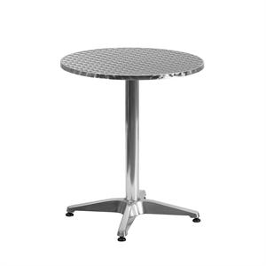 Bowery Hill Contemporary Stainless Steel 23.5&quot Round Bistro Table in Aluminum