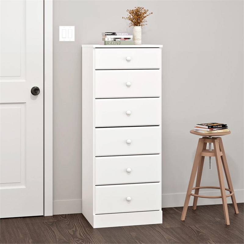 Bowery Hill Contemporary Solid Wood 6 Drawer Lingerie Chest in White