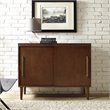 Bowery Hill Mid-Century Wood Media Console Table in Mahogany / Gold