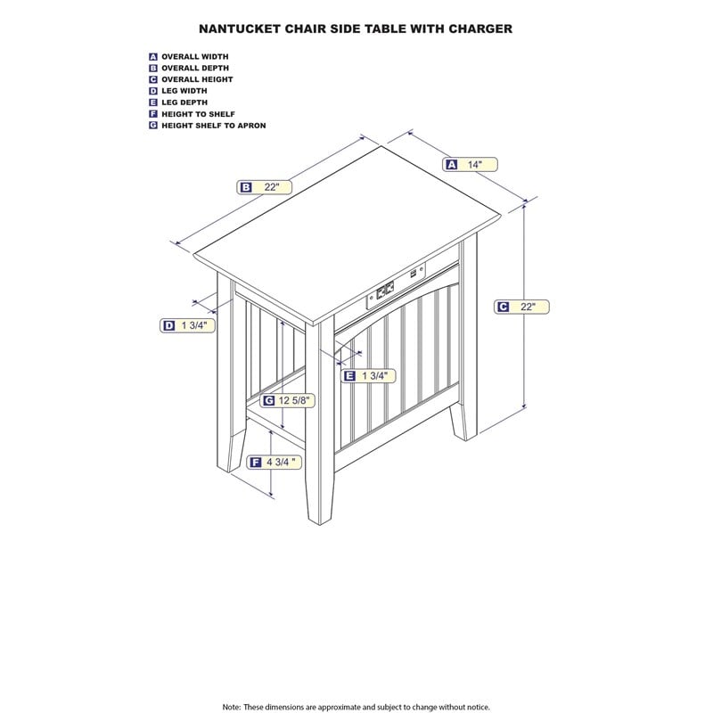 Bowery Hill Solid Wood Chair Side Table with Built in Device Charger in White