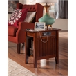 Bowery Hill Solid Wood Chair Side Table with USB Charger in Walnut