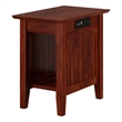 Bowery Hill Solid Wood Chair Side Table with USB Charger in Walnut