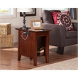 Bowery Hill Solid Wood Chair Side Table with USB Charger in Walnut