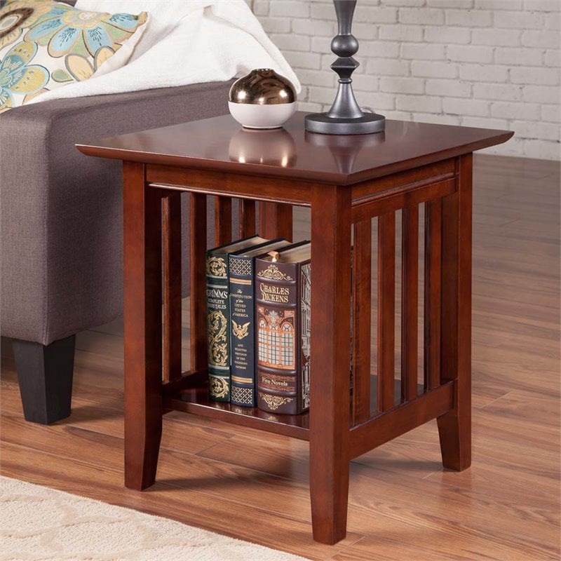 Bowery Hill Contemporary Solid Wood Contemporary End Table in Walnut