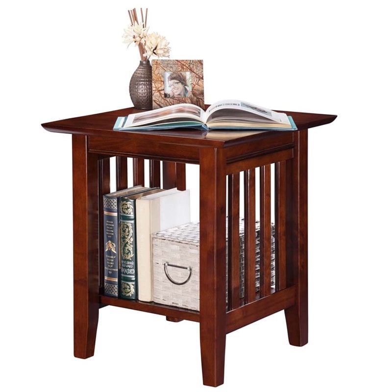 Bowery Hill Contemporary Solid Wood Contemporary End Table in Walnut