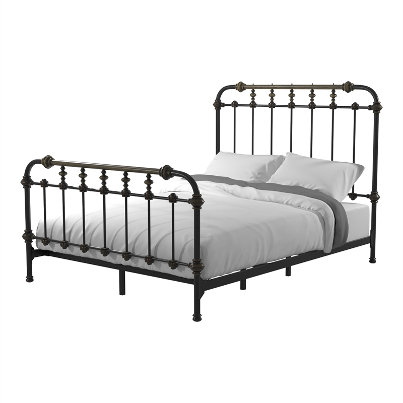 Bowery Hill Transitional Metal Twin Spindle Bed in Antique Black