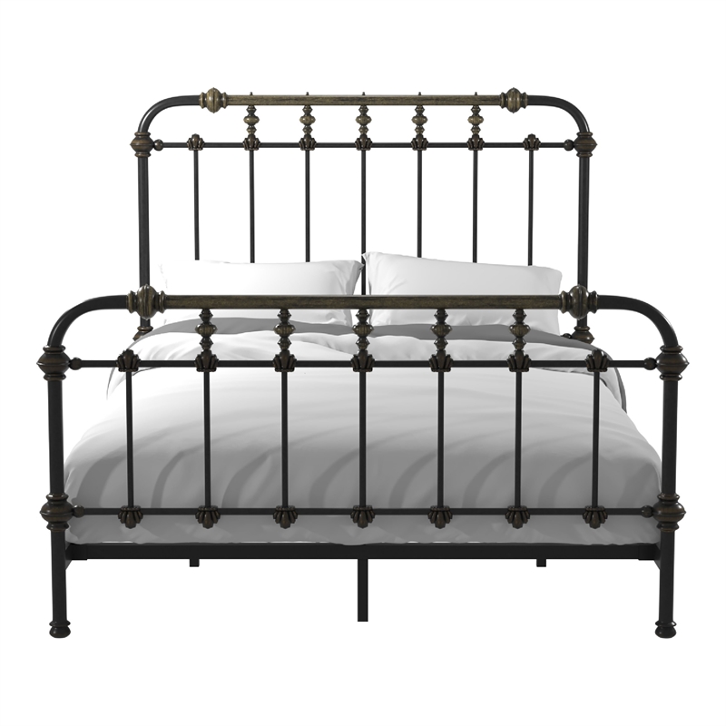 Bowery Hill Transitional Metal Twin Spindle Bed in Antique Black