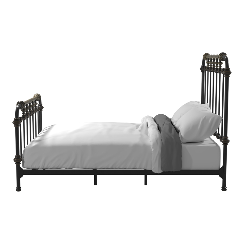 Bowery Hill Transitional Metal Twin Spindle Bed in Antique Black
