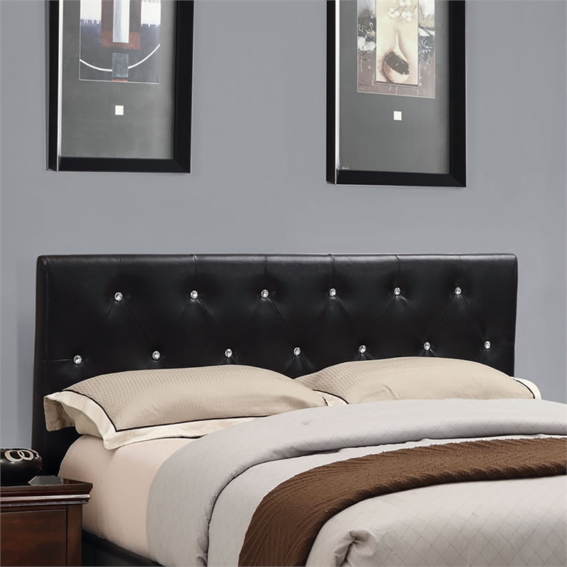 Bowery Hill Contemporary Faux Leather Queen Platform Bed in Black