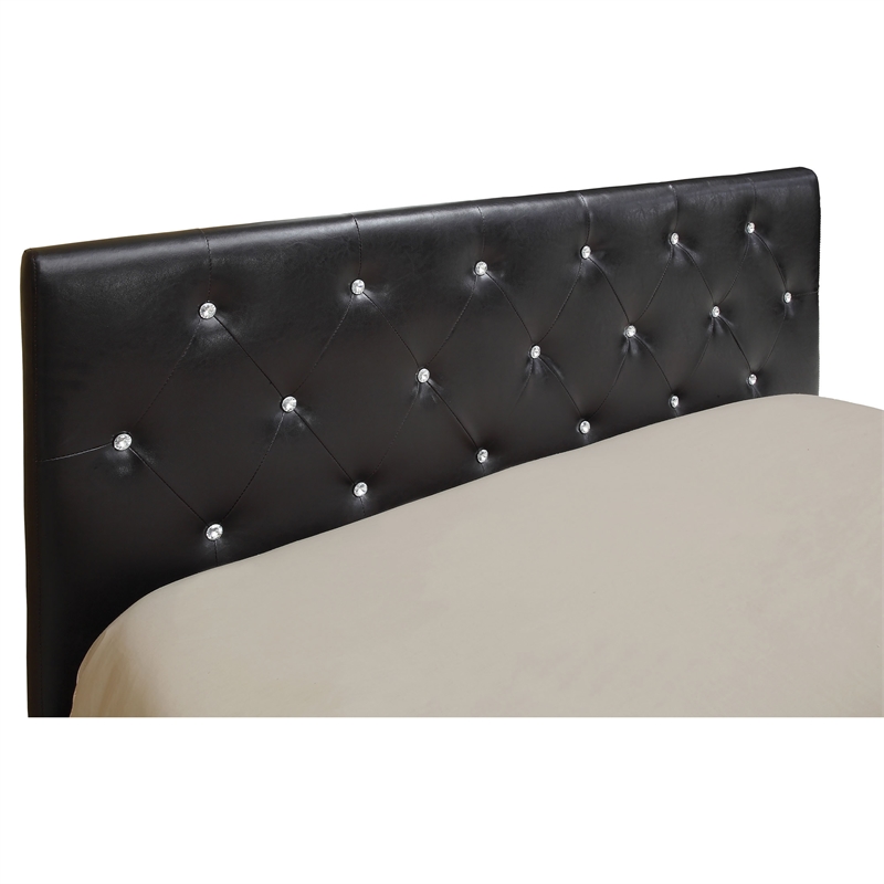 Bowery Hill Contemporary Faux Leather Queen Platform Bed in Black