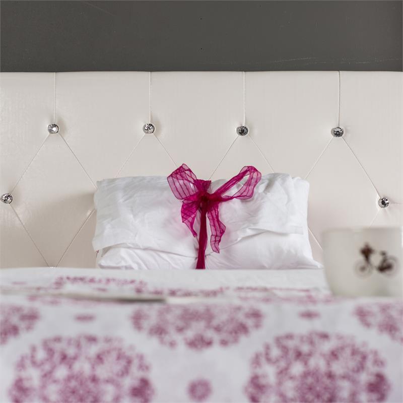 Bowery Hill Contemporary Faux Leather Twin Platform Bed in White