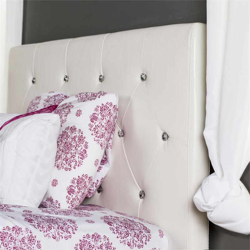 Bowery Hill Contemporary Faux Leather Twin Platform Bed in White