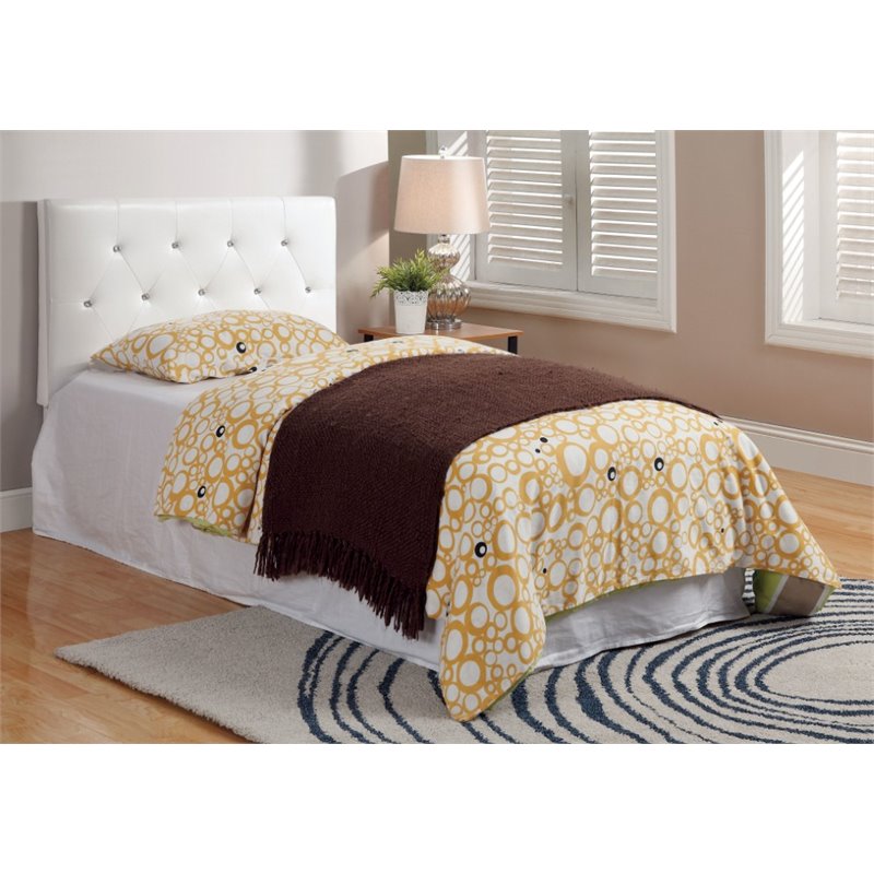 Bowery Hill Contemporary Faux Leather Twin Platform Bed in White