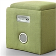 Bowery Hill Contemporary Fabric Square Speaker Ottoman in Green