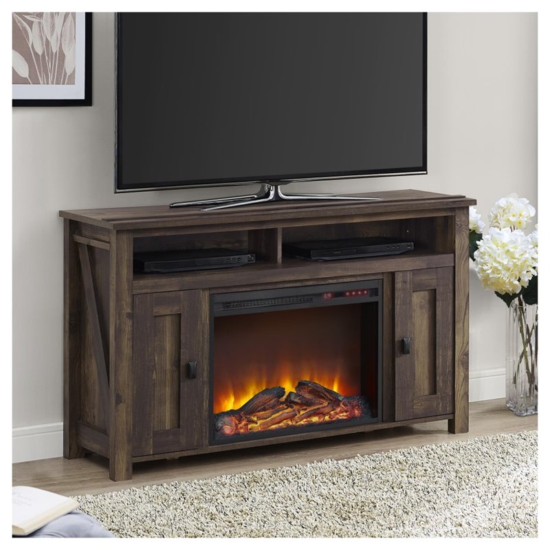 Bowery Hill Contemporary 50'' Fireplace TV Stand in Heritage Pine