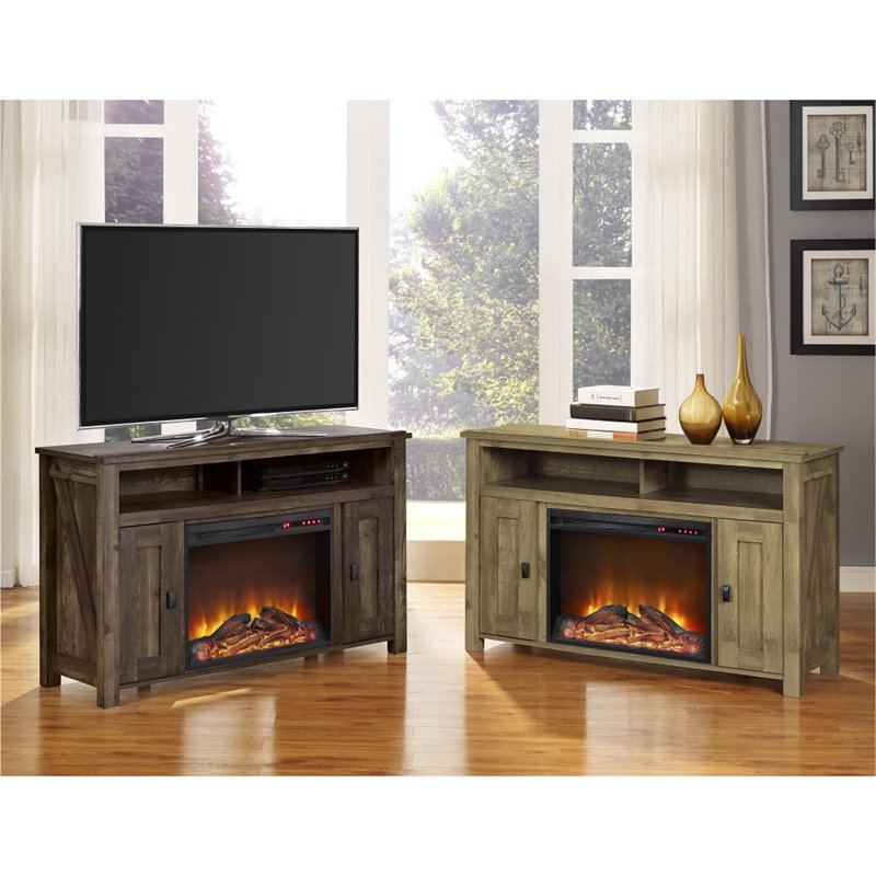 Bowery Hill Contemporary 50'' Fireplace TV Stand in Heritage Pine