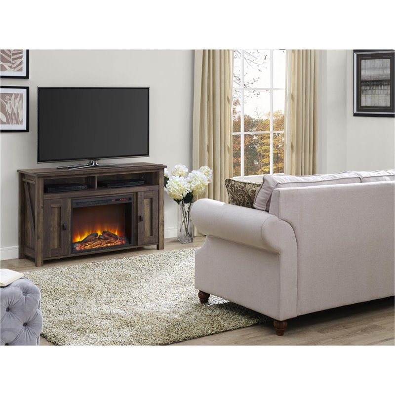 Bowery Hill Contemporary 50'' Fireplace TV Stand in Heritage Pine