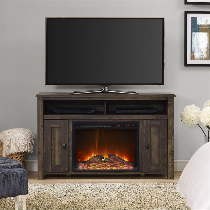 Bowery Hill Contemporary 50'' Fireplace TV Stand in Heritage Pine