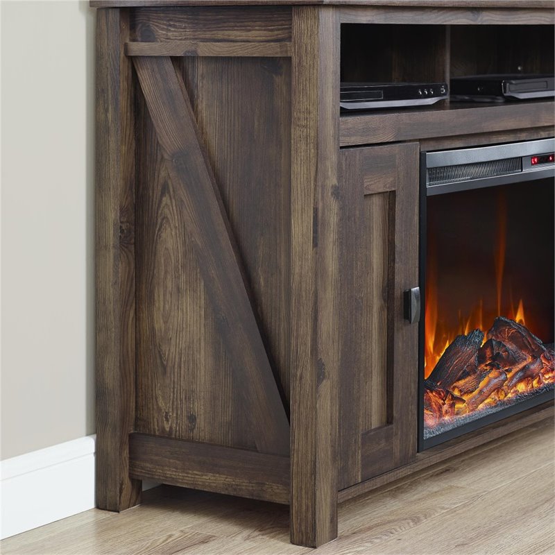 Bowery Hill Contemporary 50'' Fireplace TV Stand in Heritage Pine
