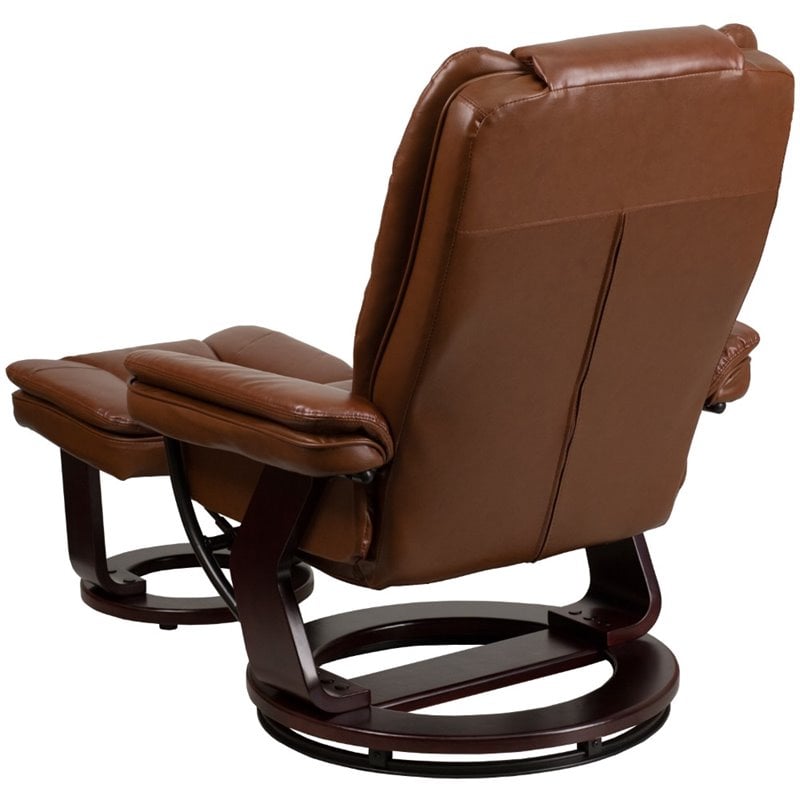 Bowery Hill Contemporary Leather Recliner in Vintage Brown Finish