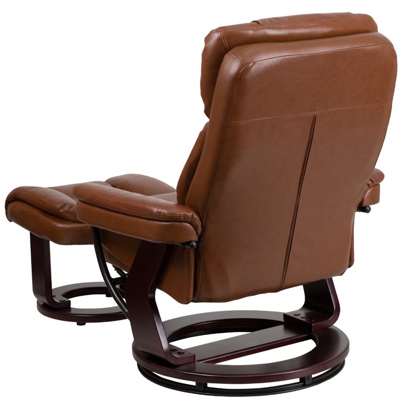 Bowery Hill Contemporary Leather Recliner in Vintage Brown Finish