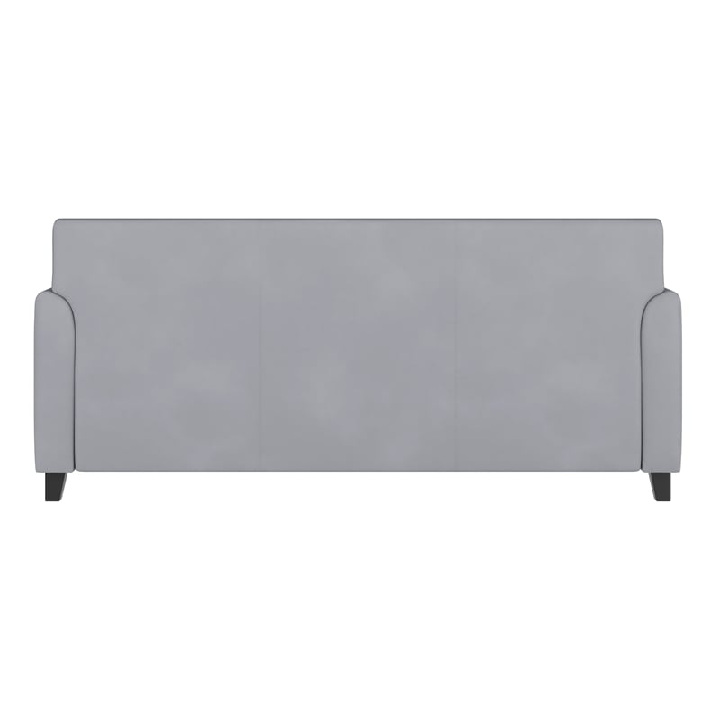 Bowery Hill Contemporary Leather Reception Sofa in Gray Finish