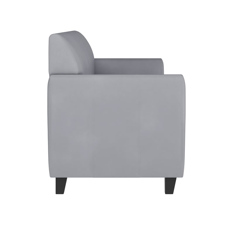 Bowery Hill Contemporary Leather Reception Sofa in Gray Finish