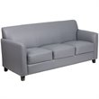 Bowery Hill Contemporary Leather Reception Sofa in Gray Finish