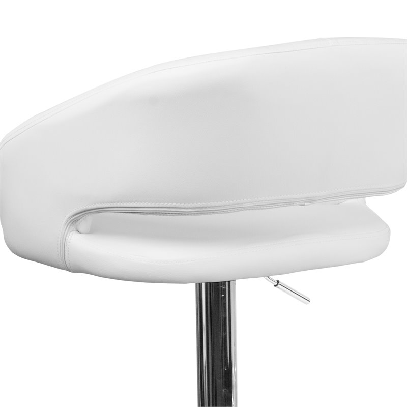 Bowery Hill Contemporary Faux Leather Adjustable Bar Stool in White
