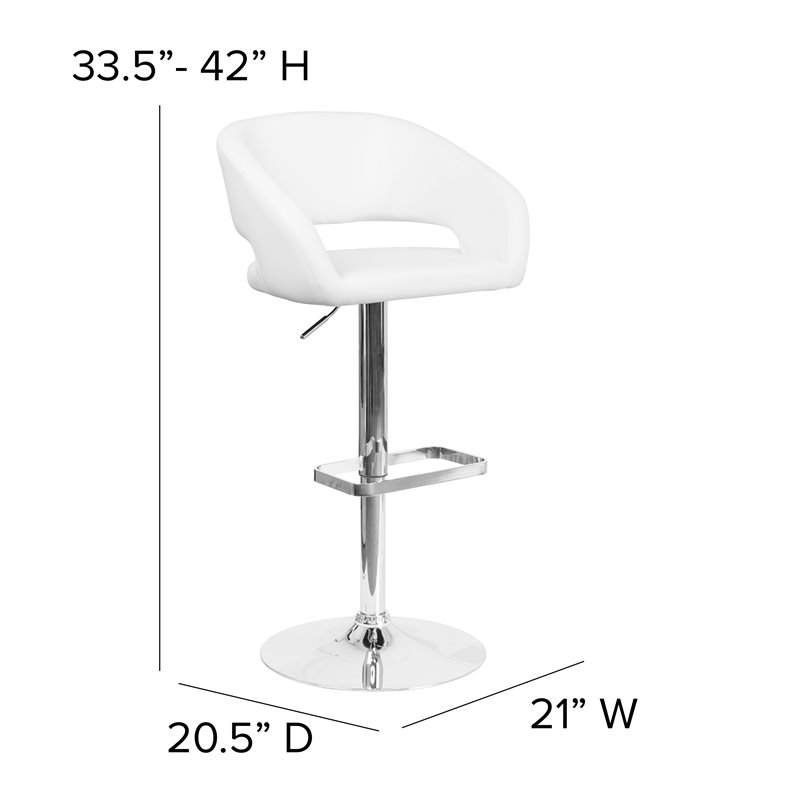 Bowery Hill Contemporary Faux Leather Adjustable Bar Stool in White