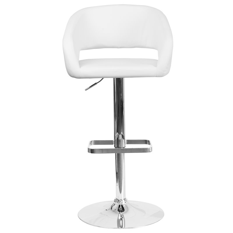 Bowery Hill Contemporary Faux Leather Adjustable Bar Stool in White
