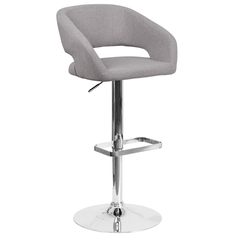Bowery Hill Contemporary Fabric Adjustable Bar Stool in Gray