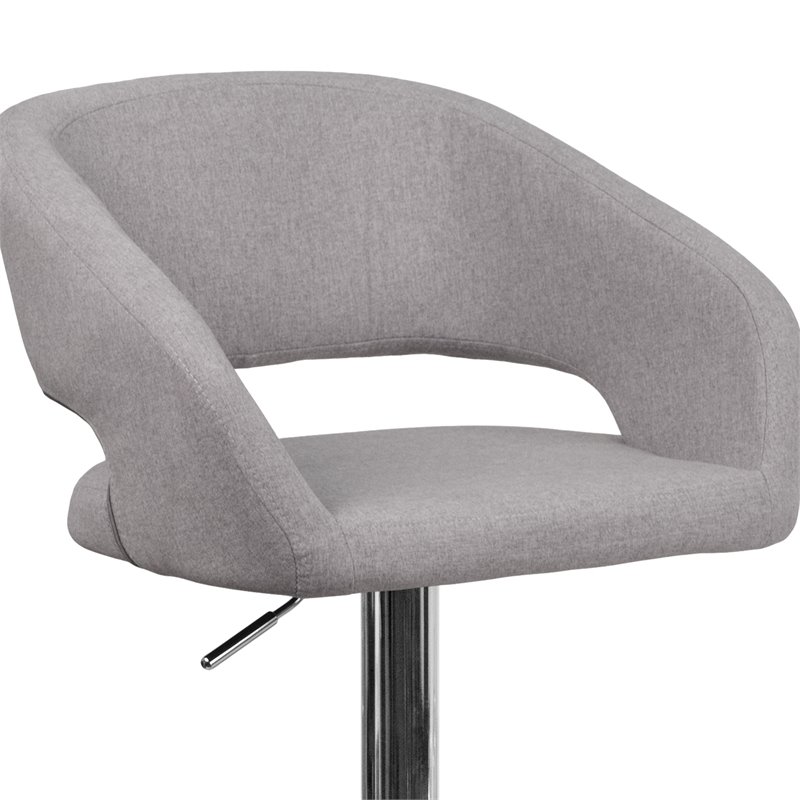 Bowery Hill Contemporary Fabric Adjustable Bar Stool in Gray