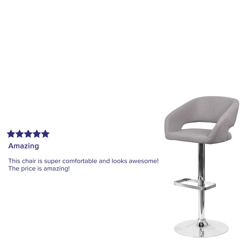 Bowery Hill Contemporary Fabric Adjustable Bar Stool in Gray