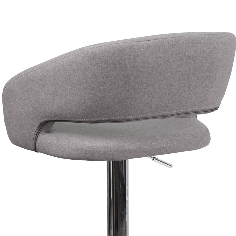 Bowery Hill Contemporary Fabric Adjustable Bar Stool in Gray