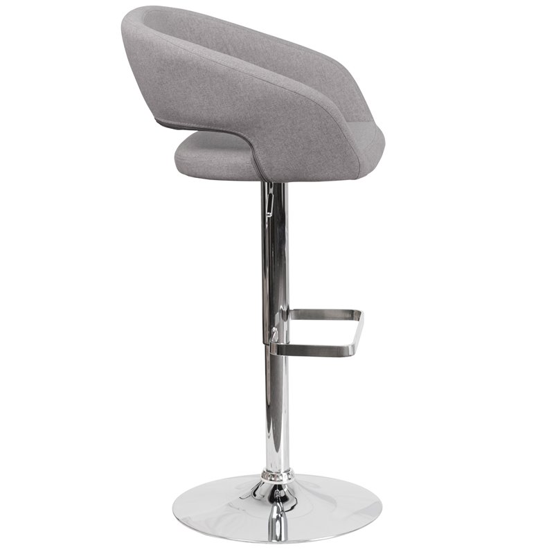 Bowery Hill Contemporary Fabric Adjustable Bar Stool in Gray