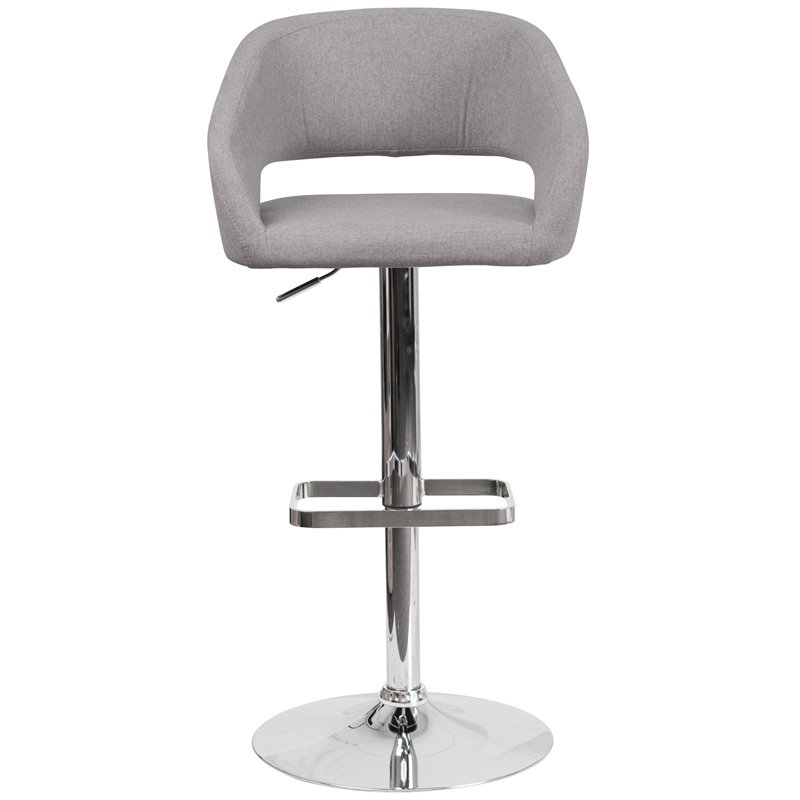 Bowery Hill Contemporary Fabric Adjustable Bar Stool in Gray