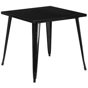 Bowery Hill 32&quot Square Metal Dining Table in Black and Antique Gold