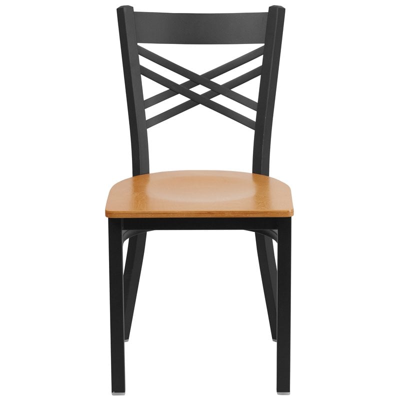 Bowery Hill Contemporary Restaurant Dining Chair in Black and Natural