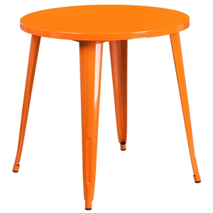 Bowery Hill Retro 30&quot Round Metal Dining Table in Orange Finish