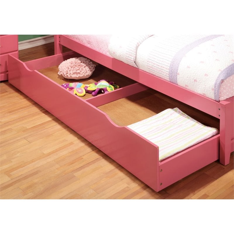 Bowery Hill Transitional Solid Wood Twin Trundle in Pink Finish