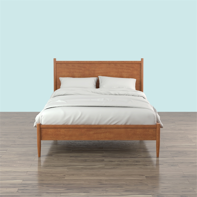 Bowery Hill Mid-Century Solid Wood California King Platform Bed in Oak